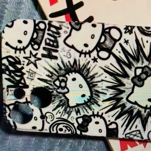 SHEIN Black and White Cartoon Graphic Phone Case